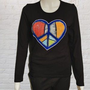 Rock 'N Karma top with patchwork beaded heart